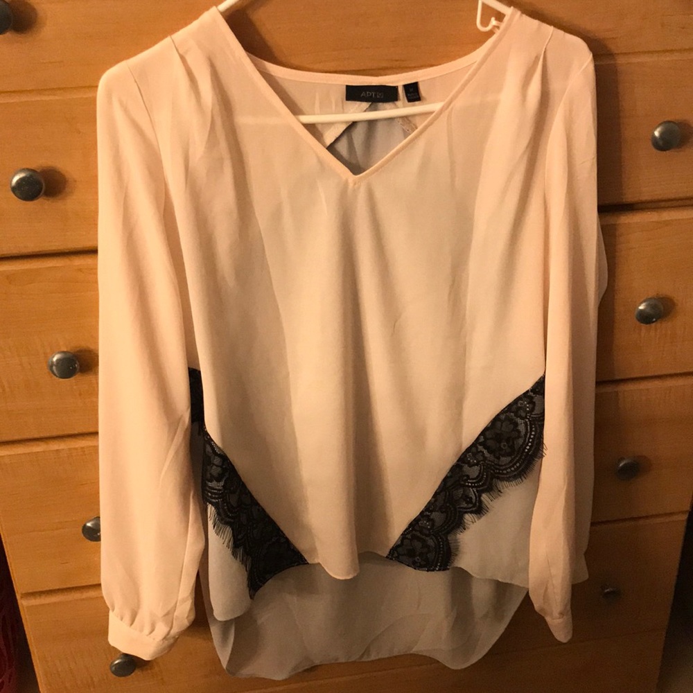 Pink gray black blouse